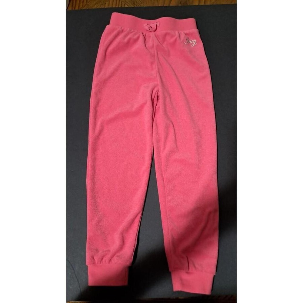 Juicy Couture Tracksuit Pants Girls 6-7 Pink Velour Y2K Aesthetic Joggers